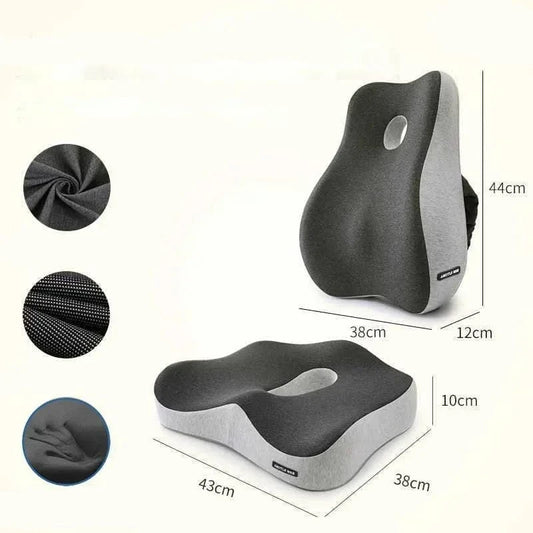 Coussin Orthopédique Dos et Assise en Mousse de Charbon de Bambou et Housse en Tissu Magnétique