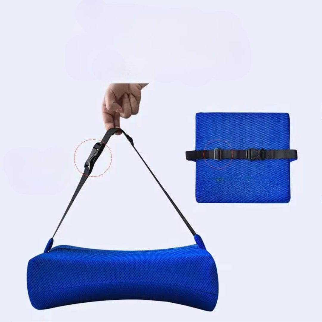 Coussin Orthopédique Lombaire Bleu avec Poche de Rangement