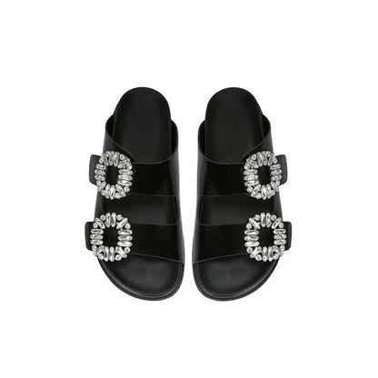Claquette Orthopédique Femme avec Boucles Carrées Argentées