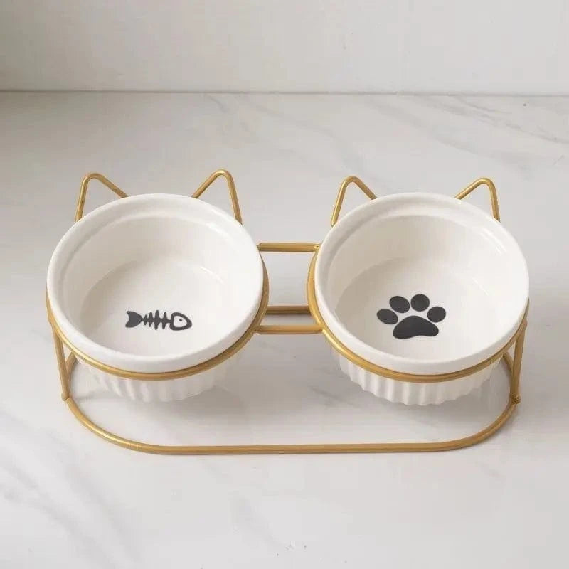Gamelle Orthopédique Chat Double avec Support en Métal