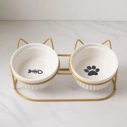 Gamelle Orthopédique Chat Double avec Support en Métal