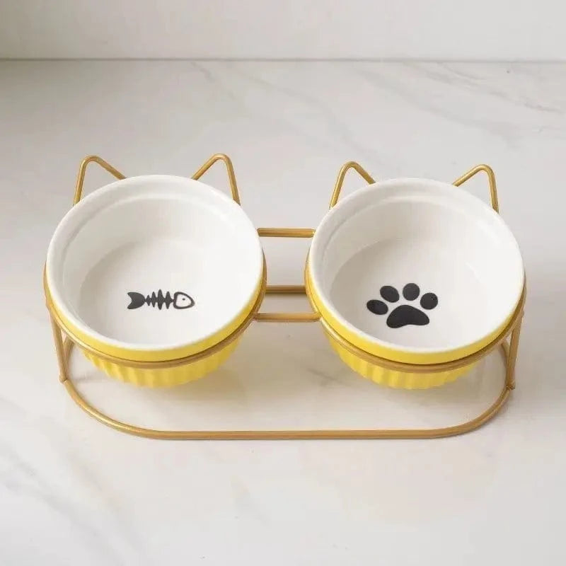 Gamelle Orthopédique Chat Double avec Support en Métal