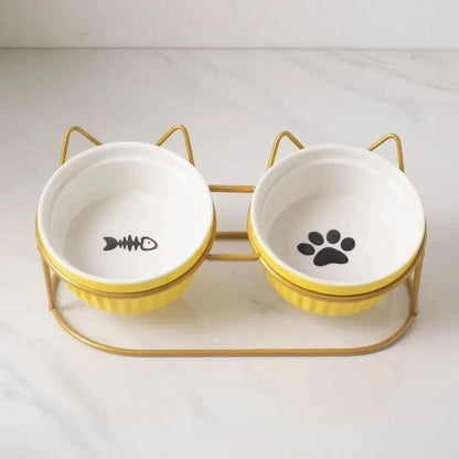 Gamelle Orthopédique Chat Double avec Support en Métal