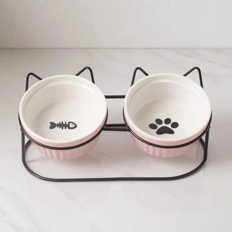 Gamelle Orthopédique Chat Double avec Support en Métal