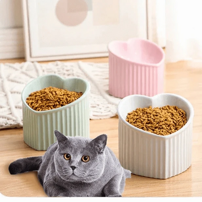 Gamelle Orthopédique Chat en Forme de Coeur