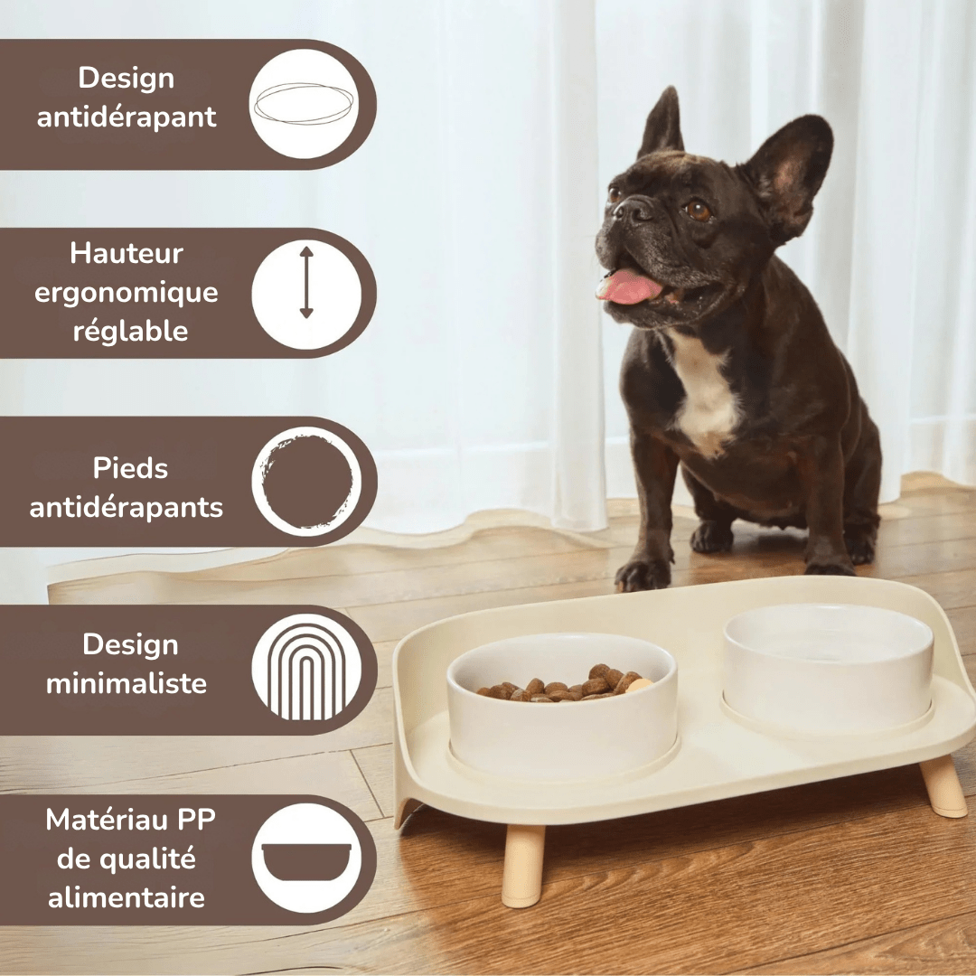 Gamelle Orthopédique pour Chien Double Surélevée En Céramique