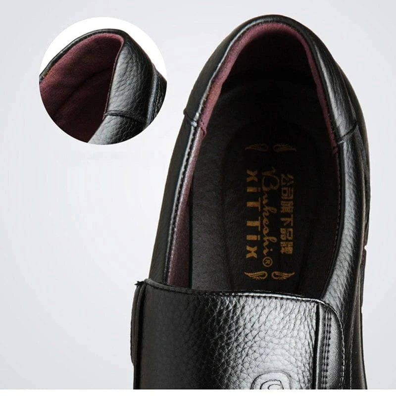 Mocassin Orthopédique Homme Élégant en Cuir Noir