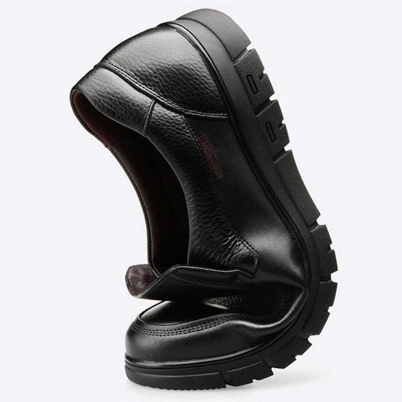 Mocassin Orthopédique Homme Élégant en Cuir Noir