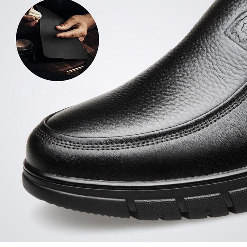 Mocassin Orthopédique Homme Élégant en Cuir Noir