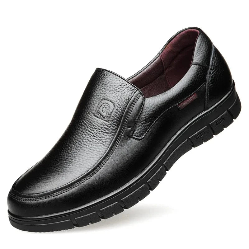 Mocassin Orthopédique Homme Élégant en Cuir Noir