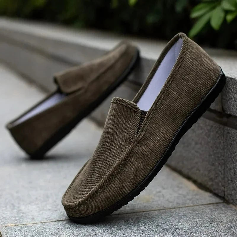 Mocassin Orthopédique Homme Vert Élégant et Robuste