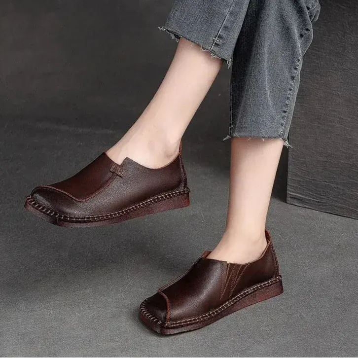 Mocassins Cuir Bout Carré