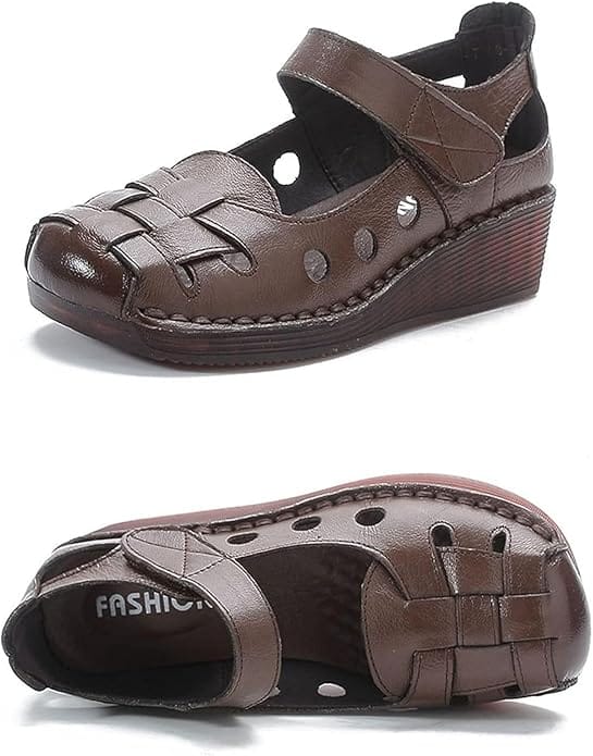 Sandale Orthopédique Femme à Talon Bas en Similicuir