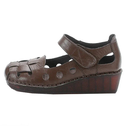 Sandale Orthopédique Femme à Talon Bas en Similicuir