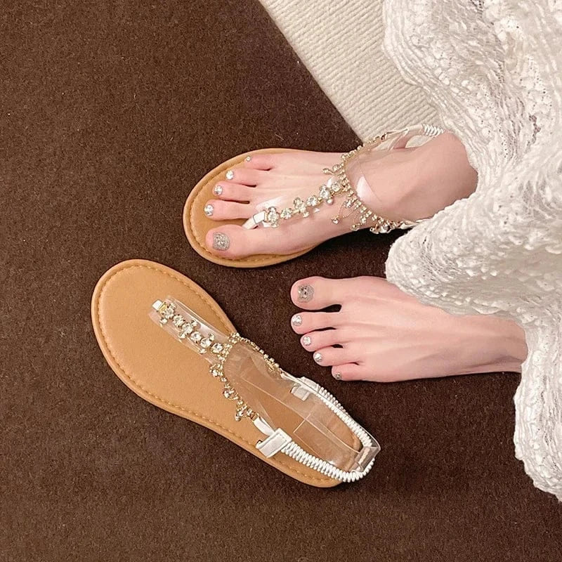 Sandale Orthopédique Femme avec des Décorations Scintillantes