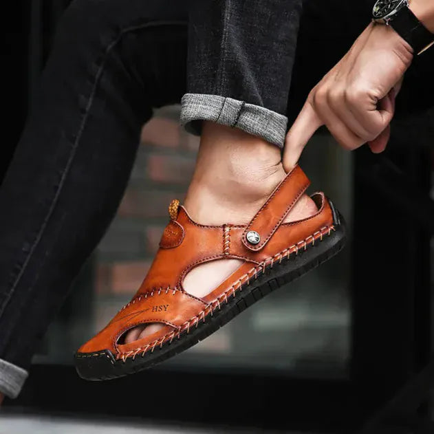 Sandale Orthopédique Homme Antidérapante en Cuir