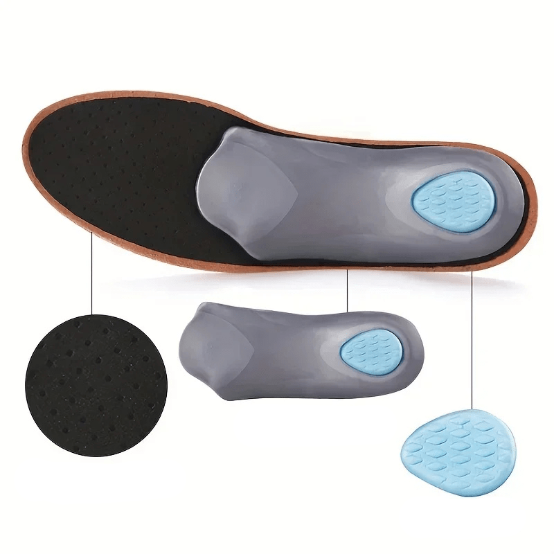 Semelles Intérieures Orthopédiques Unisexes en Cuir pour Pieds Plats