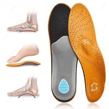 Semelles Intérieures Orthopédiques Unisexes en Cuir pour Pieds Plats