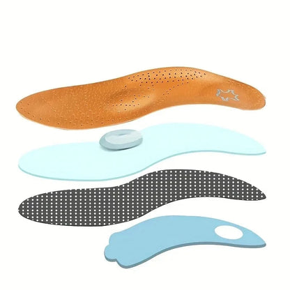 Semelles Intérieures Orthopédiques Unisexes en Cuir pour Pieds Plats