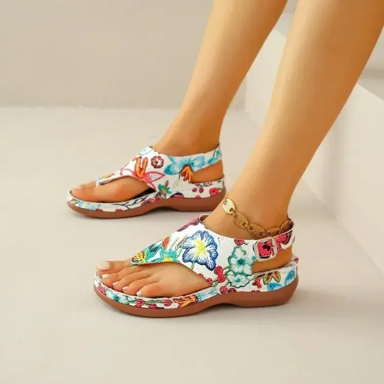 Tong Orthopédique Femme avec Motifs Floraux