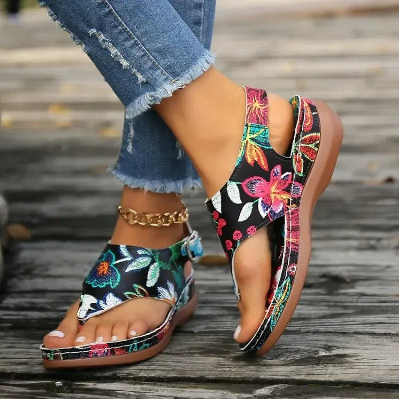 Tong Orthopédique Femme avec Motifs Floraux